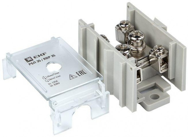 Блок распределительный проходной РБП 35 (1х35-4х6кв.мм) 125/50А PROxima EKF RBP-35-50 Блок распределительный проходной РБП 35 (1х35-4х6кв.мм) 125/50А PROxima EKF RBP-35-50