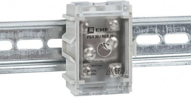 Блок распределительный проходной РБП 35 (1х35-4х6кв.мм) 125/50А PROxima EKF RBP-35-50 Блок распределительный проходной РБП 35 (1х35-4х6кв.мм) 125/50А PROxima EKF RBP-35-50