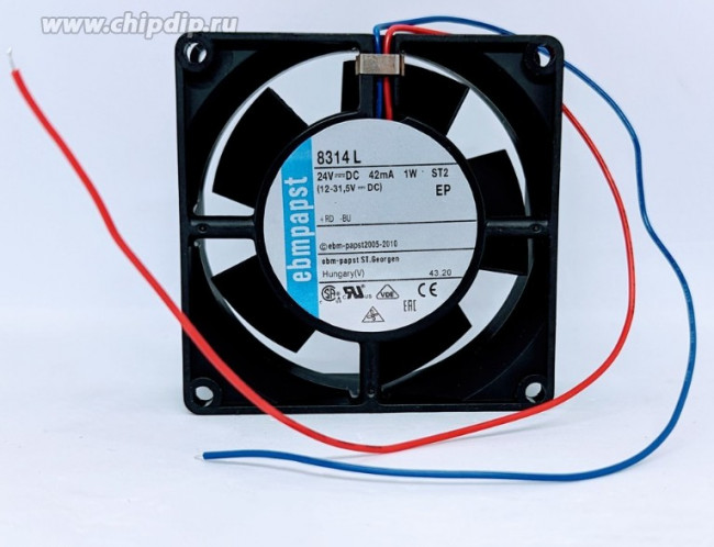 Вентилятор Ebmpapst 8314 L 80x32 42mA 1W ST2 2pin Вентилятор Ebmpapst 8314 L 80x32 42mA 1W ST2 2pin