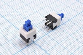 Двухполюсная кнопка с фиксацией DPDT, 2xon-off/off-on, 12В, 0.1А, 7x7x12 мм; Q-15687 ПКн 7,0x 7,0x12\ 30\ 0,1\DPDT\\\6P\PB22E07сф\