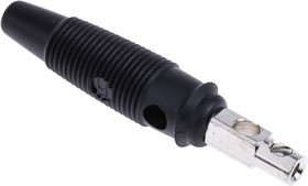 930058100, Black Male Banana Plug, 4 mm Connector, Screw Termination, 16A, 60V dc, Nickel Plating 930058100, Black Male Banana Plug, 4 mm Connector, Screw Termination, 16A, 60V dc, Nickel Plating