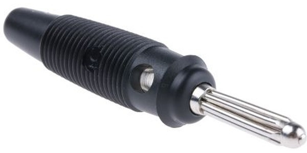 930058100, Black Male Banana Plug, 4 mm Connector, Screw Termination, 16A, 60V dc, Nickel Plating 930058100, Black Male Banana Plug, 4 mm Connector, Screw Termination, 16A, 60V dc, Nickel Plating