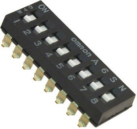 A6SN-8101, DIP Switches / SIP Switches 8P Knife-Edge, 2.3mm Slide SMT Flat-Act