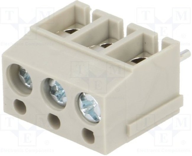 TB-5.0-P-3P1/GY, Зажимная рейка для печатных плат, угловой 90°, 5мм, на PCB TB-5.0-P-3P1/GY, Зажимная рейка для печатных плат, угловой 90°, 5мм, на PCB