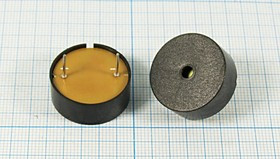 Зуммер пьезоэлектрический с генератором, размер 24x10, напряжение 3~20В, частота 3.4кГц, контакты 2P