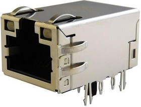 SS-74810-003, Modular Connectors / Ethernet Connectors Sngle Port Press-Fit RJ45 with LEDs