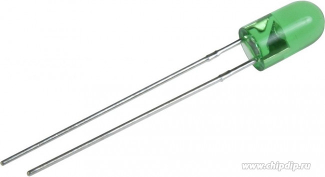 L-1503GT, Светодиод зеленый 30° d=5мм 150мКд 568нМ