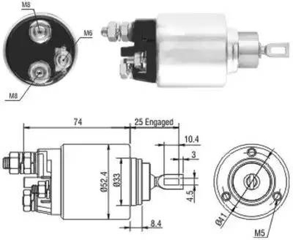 46144, Реле втягивающее Fiat Ducato (250) MJet Peugeot Boxer 3.0 HDi