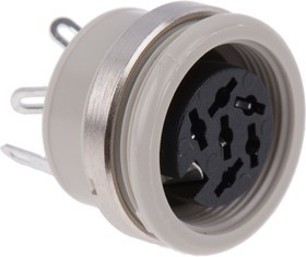 930954517 MAB 6100 grey, MAB 6 Pole Din Socket, DIN 45322, 4A, 34 V ac/dc IP30, Screw Lock, Female, Panel Mount