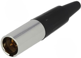 AG3M, Аудио разъем XLR, 3 контакт(-ов), Штекер, Монтаж на Кабель, Контакты с Покрытием из Золота