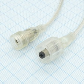 DC5.5*2.1 IP68 штекер+гнездо с проводом, комплект герметичных разъемов 5.5*2.1, фиксирующая гайка M14, провод 2*0.3мм2 150мм