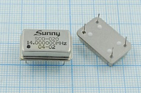 Кварцевый генератор 14МГц, 5В, HCMOS/TTL в корпусе FULL=DIL14, гк 14000 \\FULL\T/CM\5В\ SCO-020\SUNN