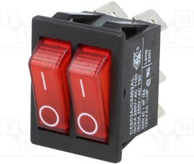 AE-C5503, ROCKER; SPST; Pos: 2; ON-OFF; 16A/250VAC; red; neon lamp; 250V; 5500