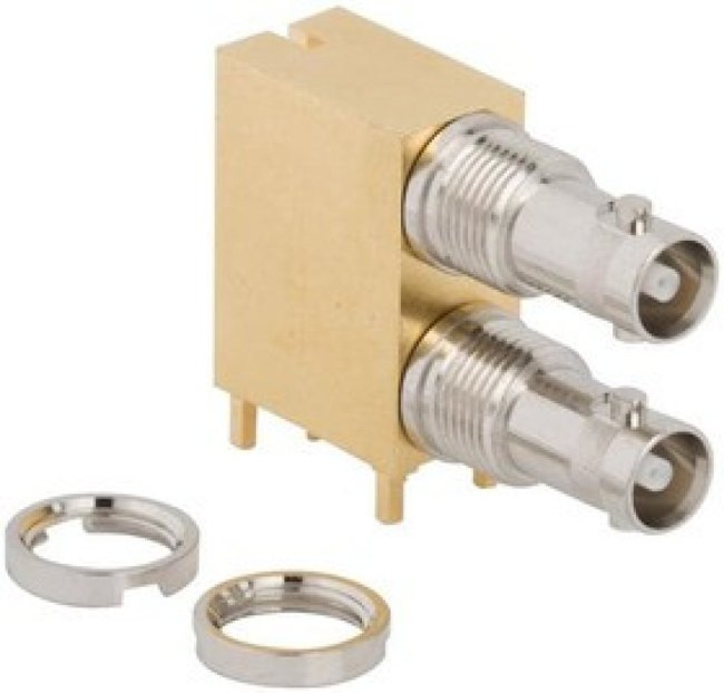 034-1131-12G, RF Connectors / Coaxial Connectors HD-BNC Dual Port Right Angle PCB Jack 034-1131-12G, RF Connectors / Coaxial Connectors HD-BNC Dual Port Right Angle PCB Jack