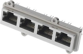 SS-60400-007, Modular Connectors / Ethernet Connectors FOUR PORT VERT JACK LED