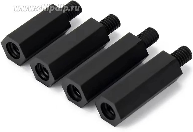 Стойка для печатных плат нейлоновая (черная) М2,5 высота 12мм (папа-мама)