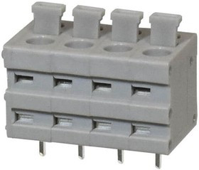 TBL009V-500-04GY-2GY, Fixed Terminal Blocks Terminal block, screwless, 5.00, Vertical, 4, Gray w Gray Button