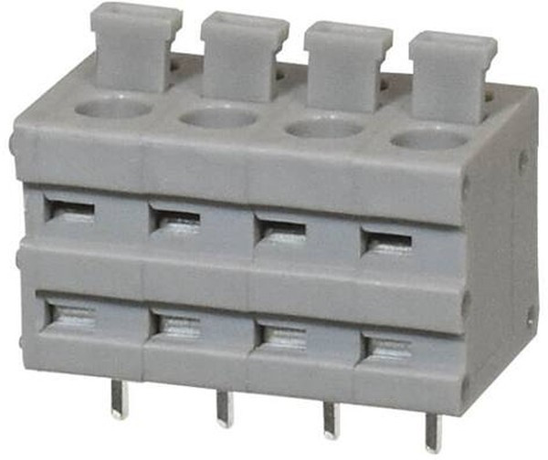TBL009V-500-04GY-2GY, Fixed Terminal Blocks Terminal block, screwless, 5.00, Vertical, 4, Gray w Gray Button
