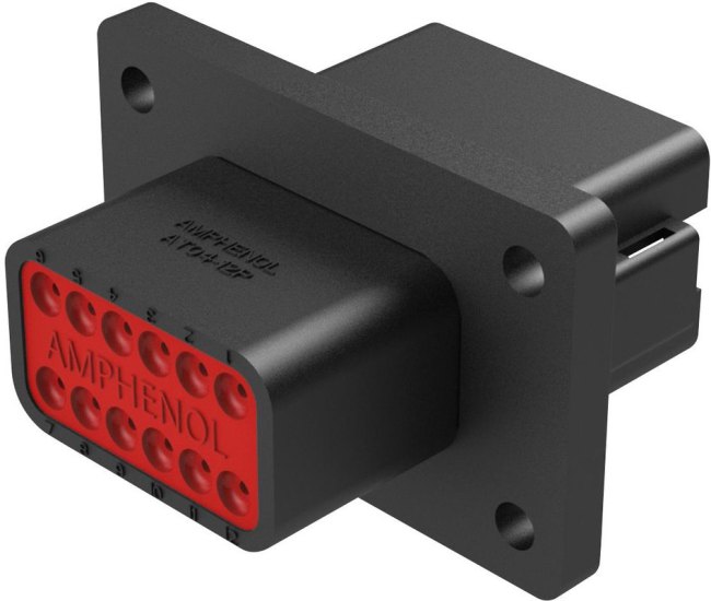 AT04-12PA-BL08, Conn Housing RCP 12 POS Crimp ST Flange Mount Black Box AT04-12PA-BL08, Conn Housing RCP 12 POS Crimp ST Flange Mount Black Box