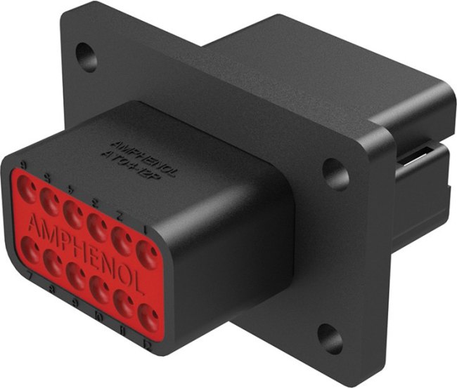AT04-12PA-BL08, Conn Housing RCP 12 POS Crimp ST Flange Mount Black Box AT04-12PA-BL08, Conn Housing RCP 12 POS Crimp ST Flange Mount Black Box