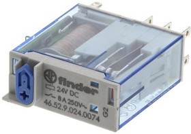 46.52.9.024.007, Реле: электромагнитное, DPDT, Uобмотки: 24ВDC, 8A/250ВAC, 8A/30ВDC