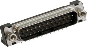 DBLC-J25PAF-10L6E, 25 Way Right Angle Through Hole D-sub Connector Plug