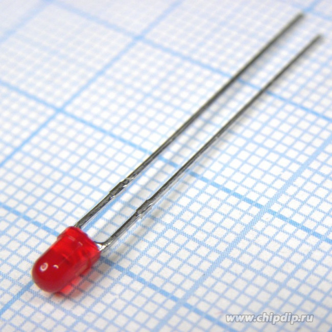 L-934SRD-J4, Светодиод 3мм/красный/640нм/ 400-500мкд/60°