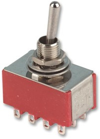 1M43T1B5M1QE, Рычажный переключатель, Вкл.-Выкл.-Вкл., 4PDT, Без Подсветки, Серия 1M43, Панель, 5 А