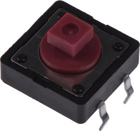 DTS24RV, Red Plunger Tactile Switch, SPST 50 mA @ 12 V dc 3mm