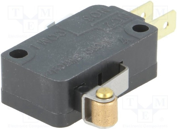 V7-2B17D8-201, Микропереключатель, Миниатюрный, Роликовый Рычаг, SPDT, Быстрое Соединение, Пайка, 11 А, 250 В DC V7-2B17D8-201, Микропереключатель, Миниатюрный, Роликовый Рычаг, SPDT, Быстрое Соединение, Пайка, 11 А, 250 В DC