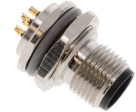 T4130412041-000, Разъем Кабеля, M12, Male, 4 Positions, Штырь для Пайки, Прямой Монтаж в Панель T4130412041-000, Разъем Кабеля, M12, Male, 4 Positions, Штырь для Пайки, Прямой Монтаж в Панель