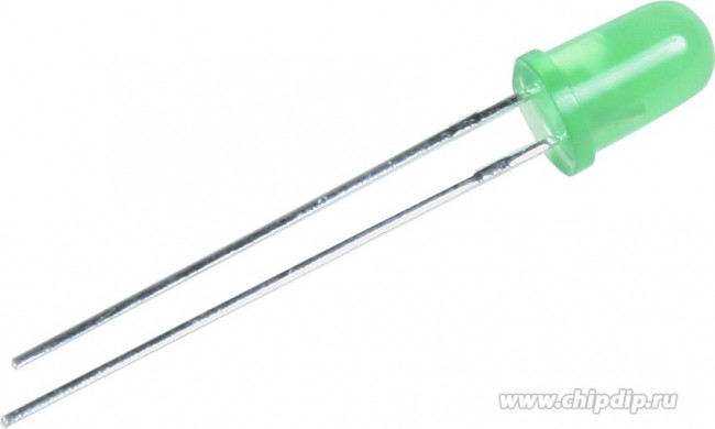 L-7113GD, Светодиод 5мм/зеленый/ 568нм/15-30мкд/30°