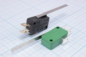 Переключатель концевой(путевой) 29x10 x16мм, на переключение SPDT, 220В/16А, рычаг 51мм; №1733 ПКонц 29x10 x16\220\16\[SPDT] \\L51\KW1-103B\