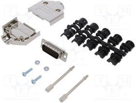 DTPK15-M-HDP26-K, Разъем D-Sub HD; PIN: 26; вилка; "папа"; пайка; на провод; черный