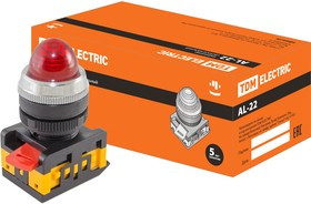 Лампа AL-22 сигнальная d22мм красный неон/230В цилиндр TDM Лампа AL-22 сигнальная d22мм красный неон/230В цилиндр TDM