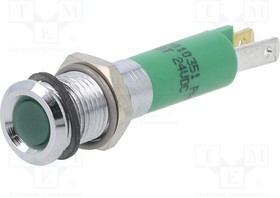 19010351, Индикат.лампа: LED; плоский; 24ВDC; Отв: O8,1мм; металл