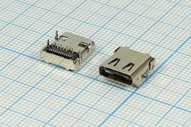 Разъем microUSB розетка, тип C 3.1, контакты 12Px2-4HP, на плату, USB C-3.1DIP