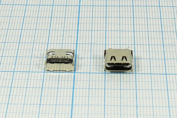 Разъем microUSB розетка, тип C 3.1, контакты 12Px2-4HP, на плату, USB C-3.1DIP