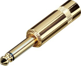NYS 224AG, Штекер аудио 6,35мм моно на кабель (золото)