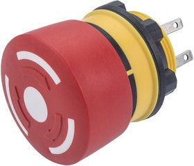 84-5240.0020, Emergency Stop Switches / E-Stop Switches E-Stop Pushbutton, 2NC, non illuminated, solder/plug-in, black indication ring