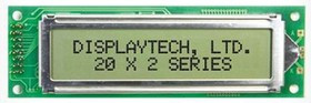 202A-FC-BC-3LP, 202A-FC-BC-3LP Alphanumeric LCD Display, White on Black, 2 Rows by 20 Characters, Transflective