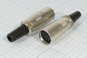 Разъем микрофонный XLR вилка, контакты 7P, монтаж на кабель, MC909-7P