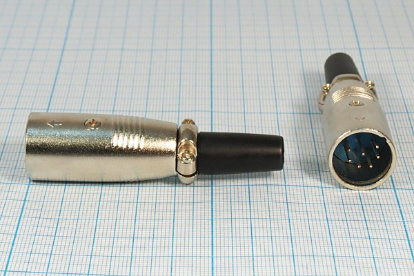 Разъем микрофонный XLR вилка, контакты 7P, монтаж на кабель, MC909-7P