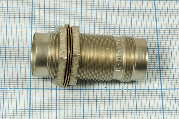 Высокочастотный разъём СР50-162ФВ, переходник с гайкой Гнездо-Гнездо на панель , сочленение резьбовое 18 мм; №812 СР50-162ФВ\пан гайка\М18\