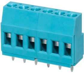 TB009-508-06BE, Fixed Terminal Blocks Terminal block, screw type, 5.08 , horizontal, 6 poles, CUI Blue, slotted screw, PCB mount