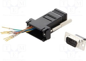 DA09-PMJ8-K-RC, Переходник: адаптер; гнездо RJ45,D-Sub 9pin "папа"