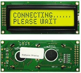 NHD-0216EZ-FL-YBW, LCD Character Display Modules &amp; Accessories STN- Y/G Transfl 85.0 x 36.0