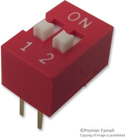 MCNDS-02V, DIP / SIP переключатель, 2 схем(-а), Ползунок, Сквозное Отверстие, SPST-NO, 24 В, 25 мА
