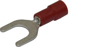 KLR/RNE-615 Наконечник вилочный изолированный с нейлоновой манжетой/Красный (НУ=100шт)/6600615