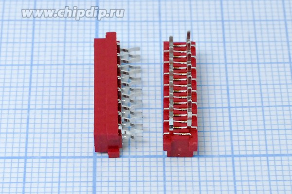 Разъем (Micro Match) MM-16FS розетка, шаг P1.27, контакты 16P, на плату, MM-16FS